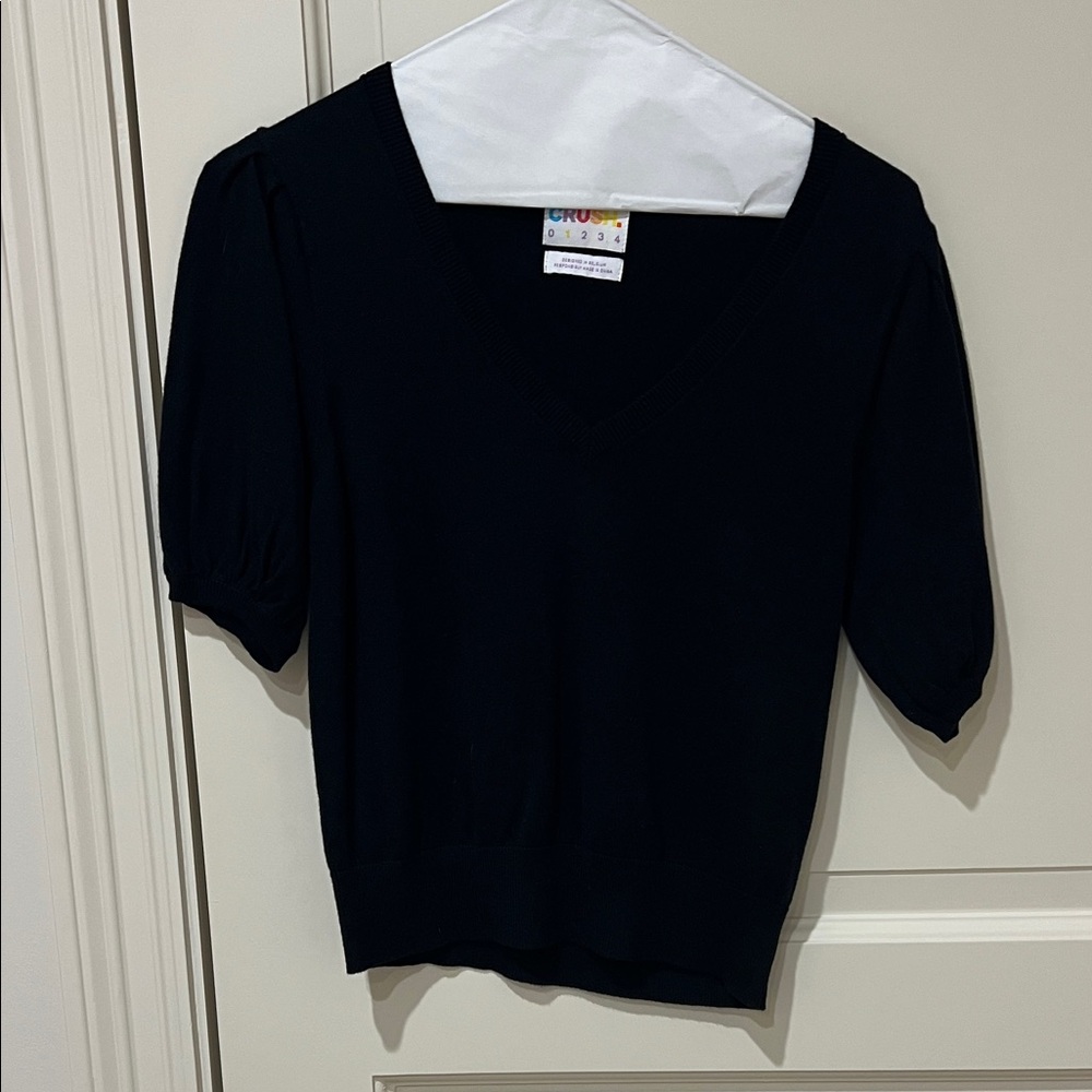 Black short sleeve v neck